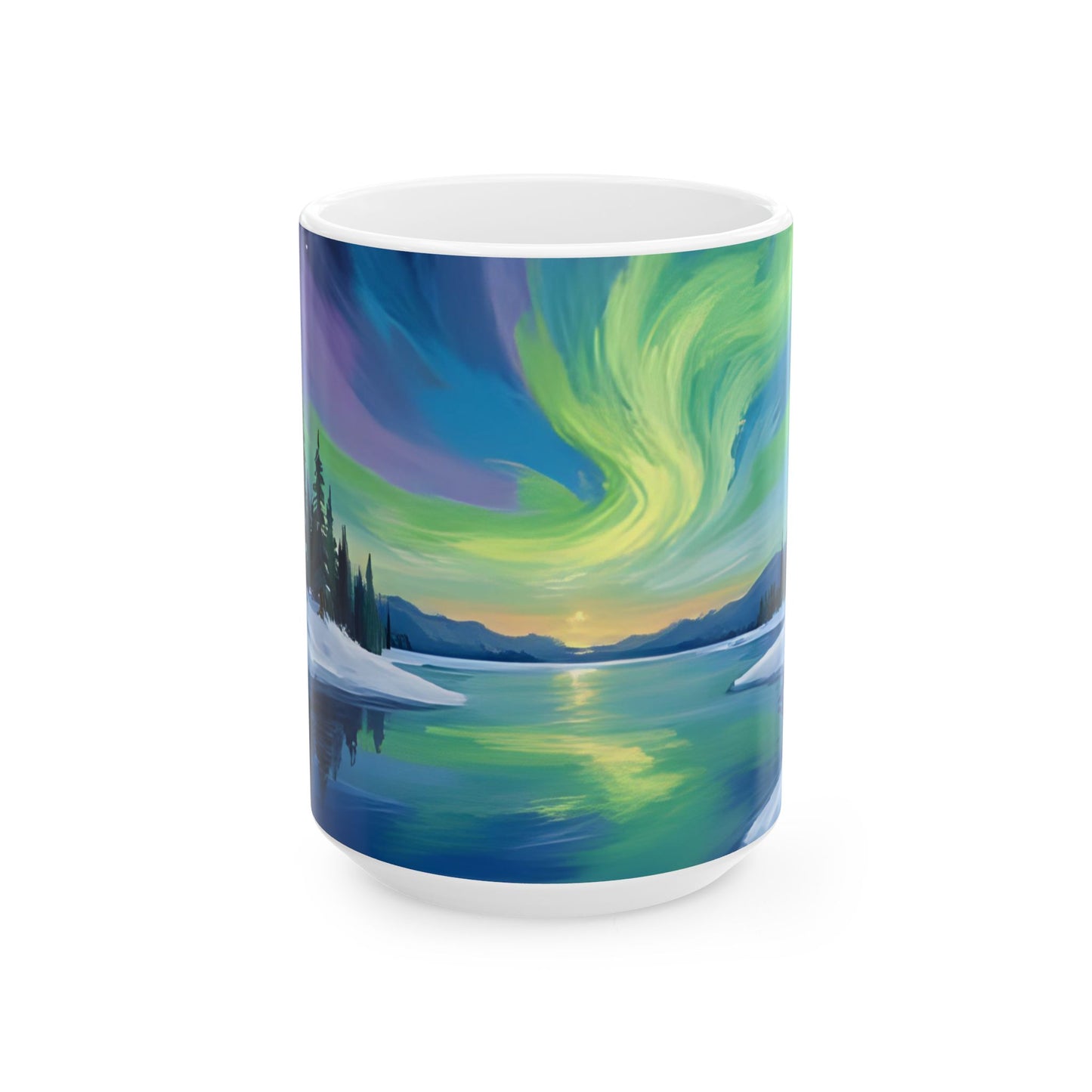 Aurora Borealis Ceramic Mug, Nature Lover Gift, Art Mug, Cozy Home Decor, Coffee Cup, Camping Accessories