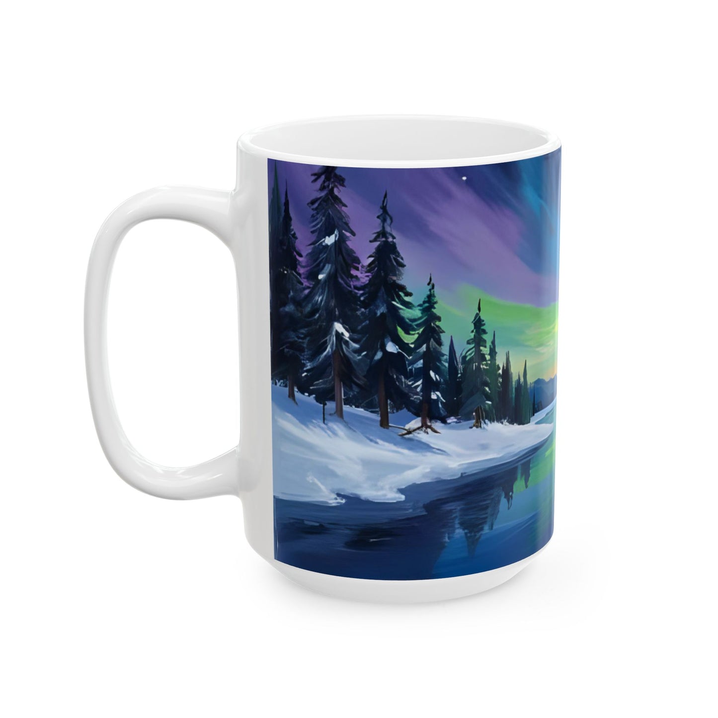 Aurora Borealis Ceramic Mug, Nature Lover Gift, Art Mug, Cozy Home Decor, Coffee Cup, Camping Accessories
