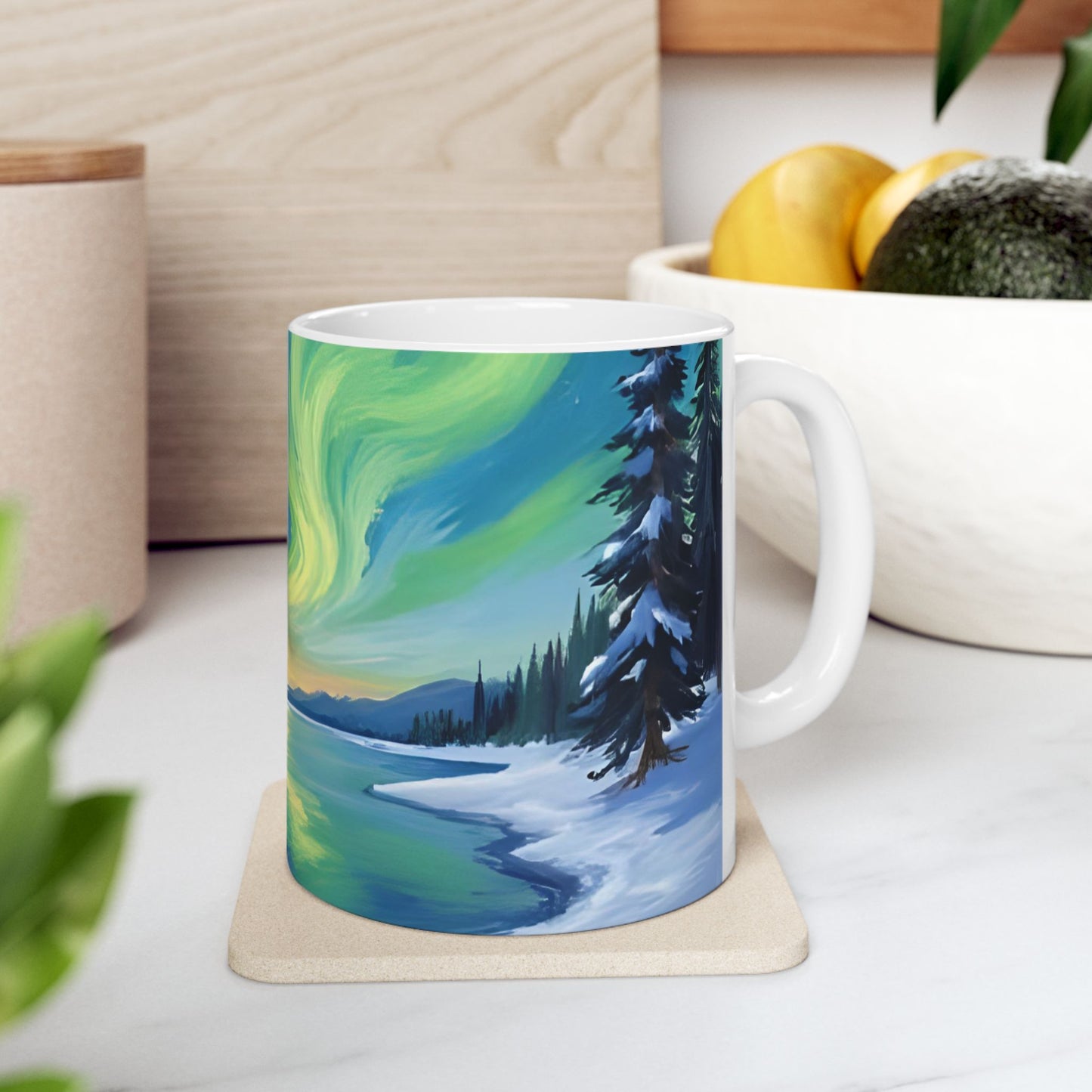 Aurora Borealis Ceramic Mug, Nature Lover Gift, Art Mug, Cozy Home Decor, Coffee Cup, Camping Accessories