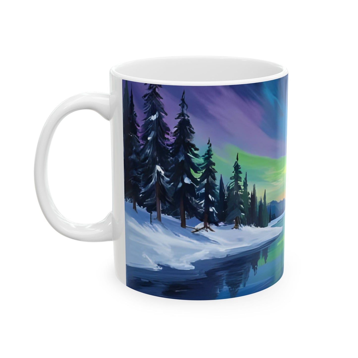 Aurora Borealis Ceramic Mug, Nature Lover Gift, Art Mug, Cozy Home Decor, Coffee Cup, Camping Accessories