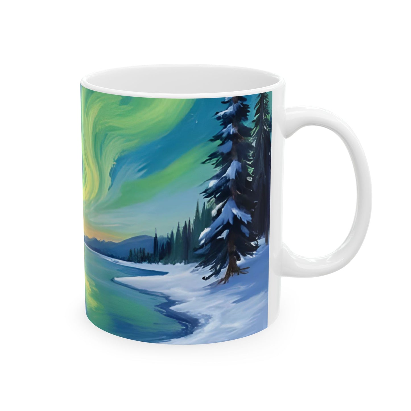 Aurora Borealis Ceramic Mug, Nature Lover Gift, Art Mug, Cozy Home Decor, Coffee Cup, Camping Accessories