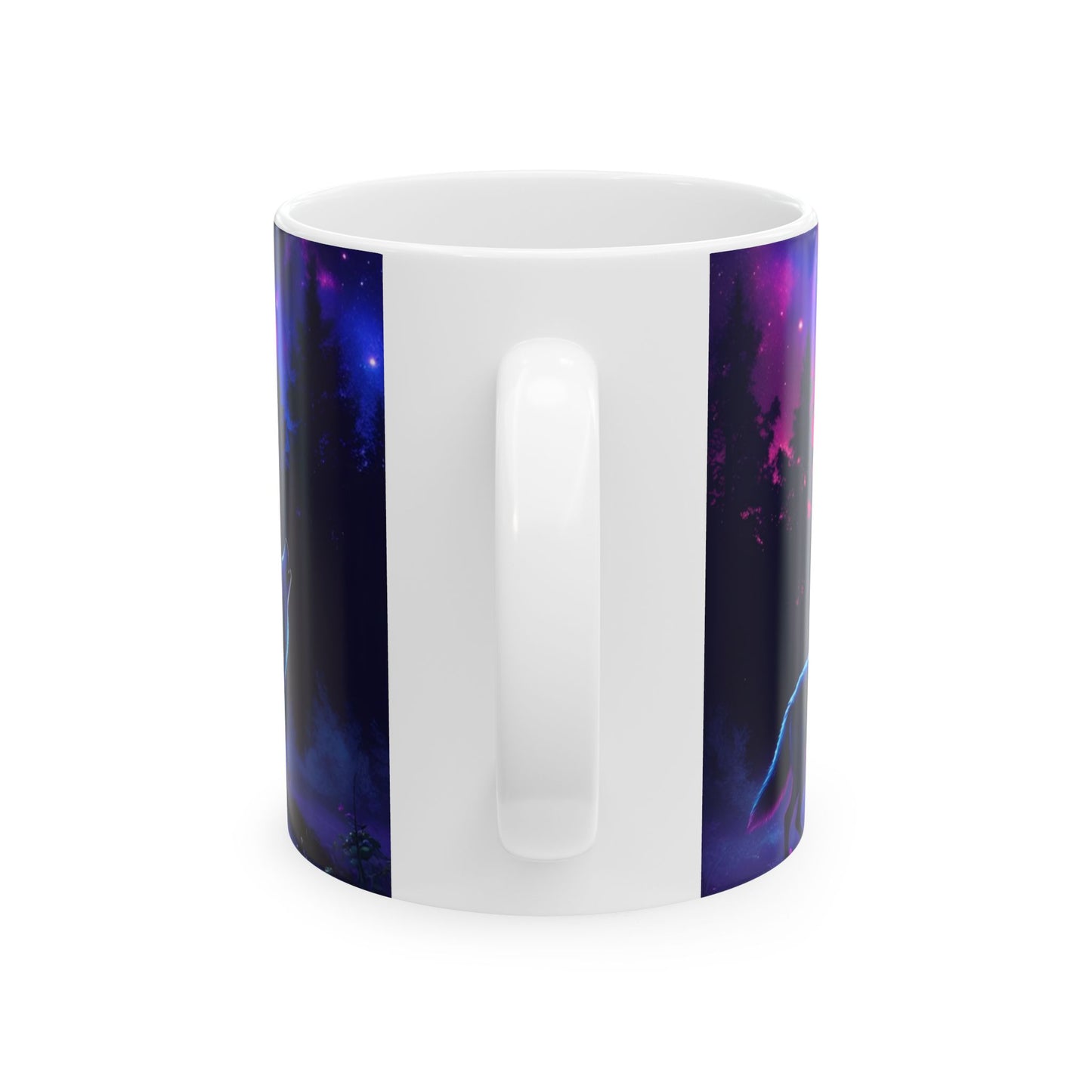 Mystical Wolf Ceramic Mug, Nature Lover Gift, Fantasy Coffee Cup, Night Sky Mug, Celestial Decor, Animal Enthusiast Gift