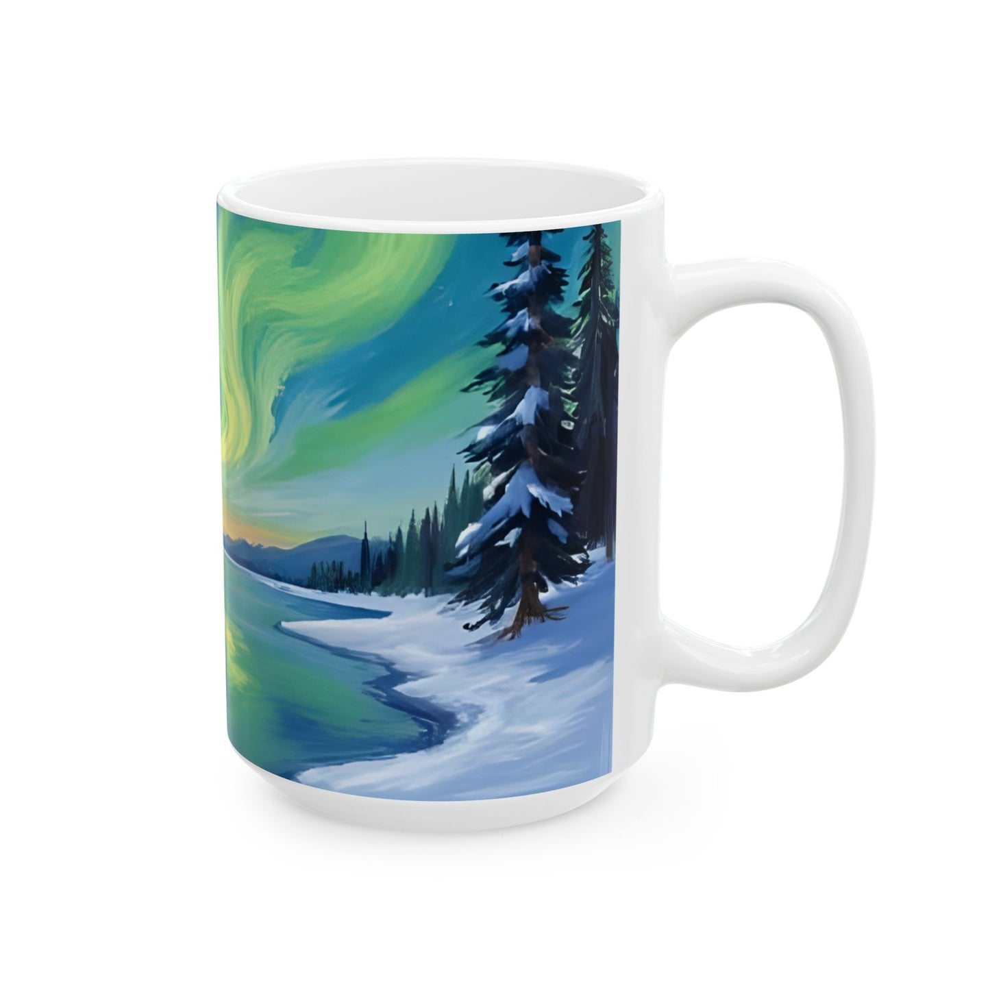 Aurora Borealis Ceramic Mug, Nature Lover Gift, Art Mug, Cozy Home Decor, Coffee Cup, Camping Accessories