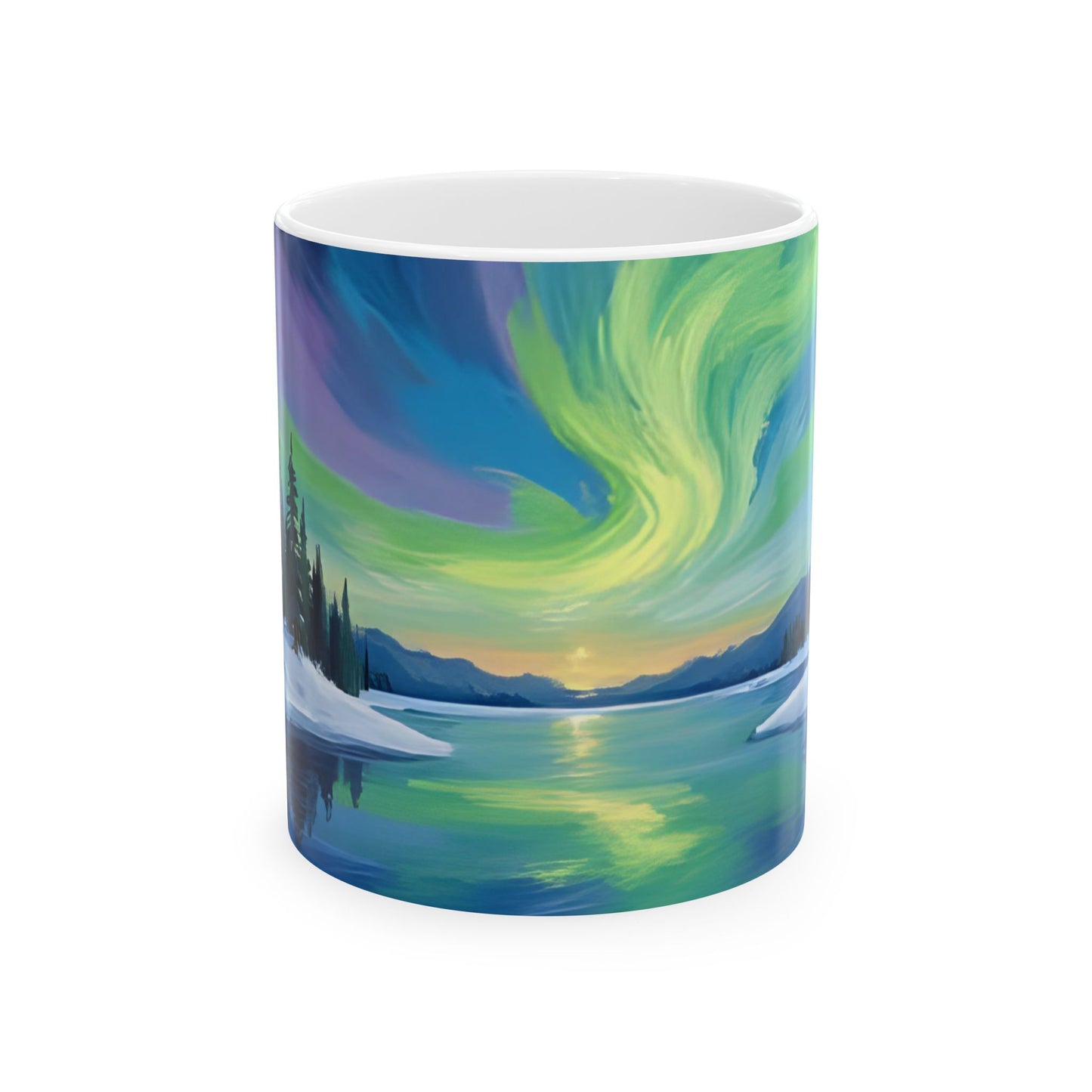Aurora Borealis Ceramic Mug, Nature Lover Gift, Art Mug, Cozy Home Decor, Coffee Cup, Camping Accessories