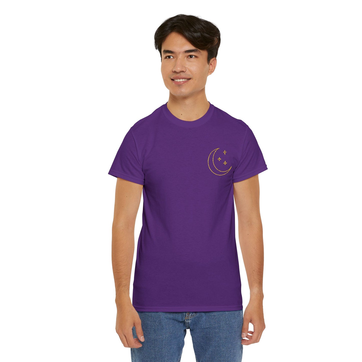 Crescent Dreams Embroidered T-Shirt – Minimal Lunar