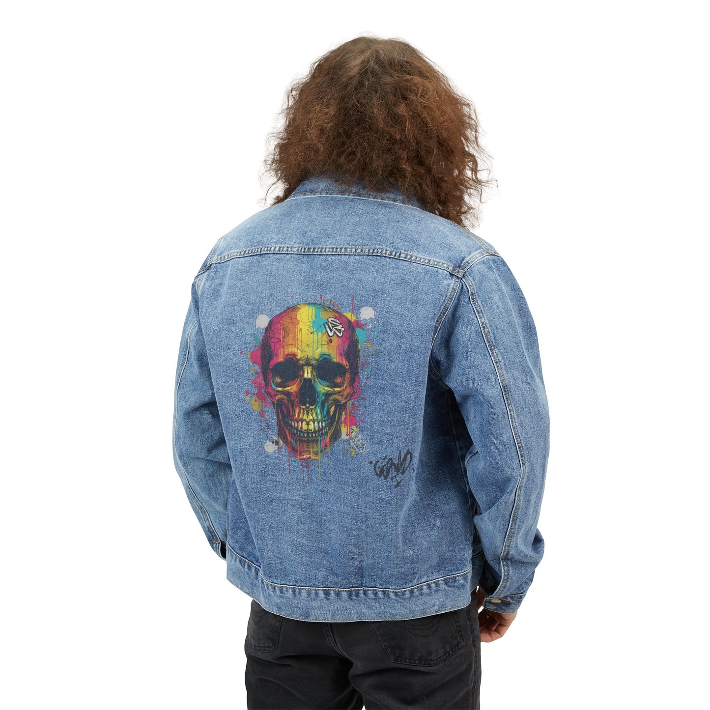 Chromatic Skull | Abstract Art Denim Jacket