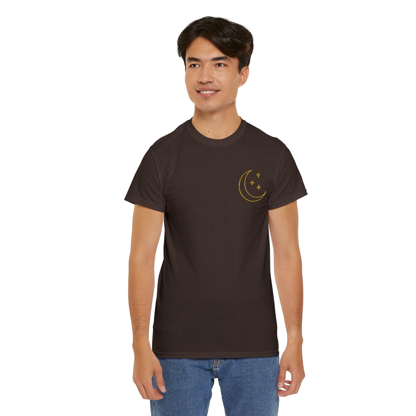 Crescent Dreams Embroidered T-Shirt – Minimal Lunar