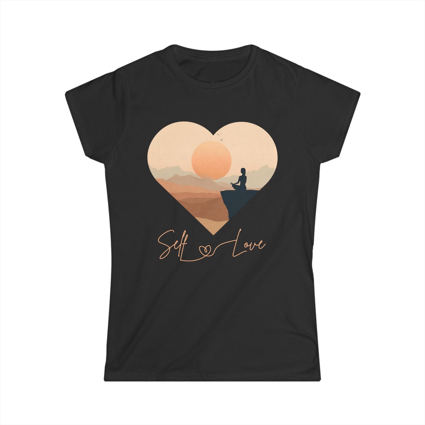 Self Love Women's Tee – Minimal Sunset Meditation