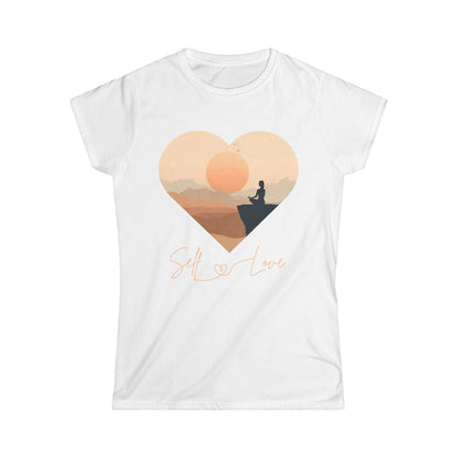 Self Love Women's Tee – Minimal Sunset Meditation