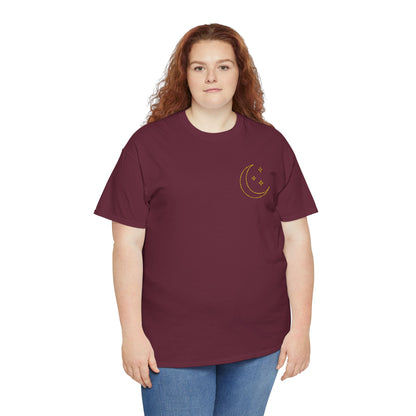 Crescent Dreams Embroidered T-Shirt – Minimal Lunar