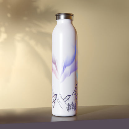 Mountain Aura Slim Water Bottle, Eco-Friendly Insulated Bottle, Adventure Water Bottle, Gift for Hikers, Travel Mug