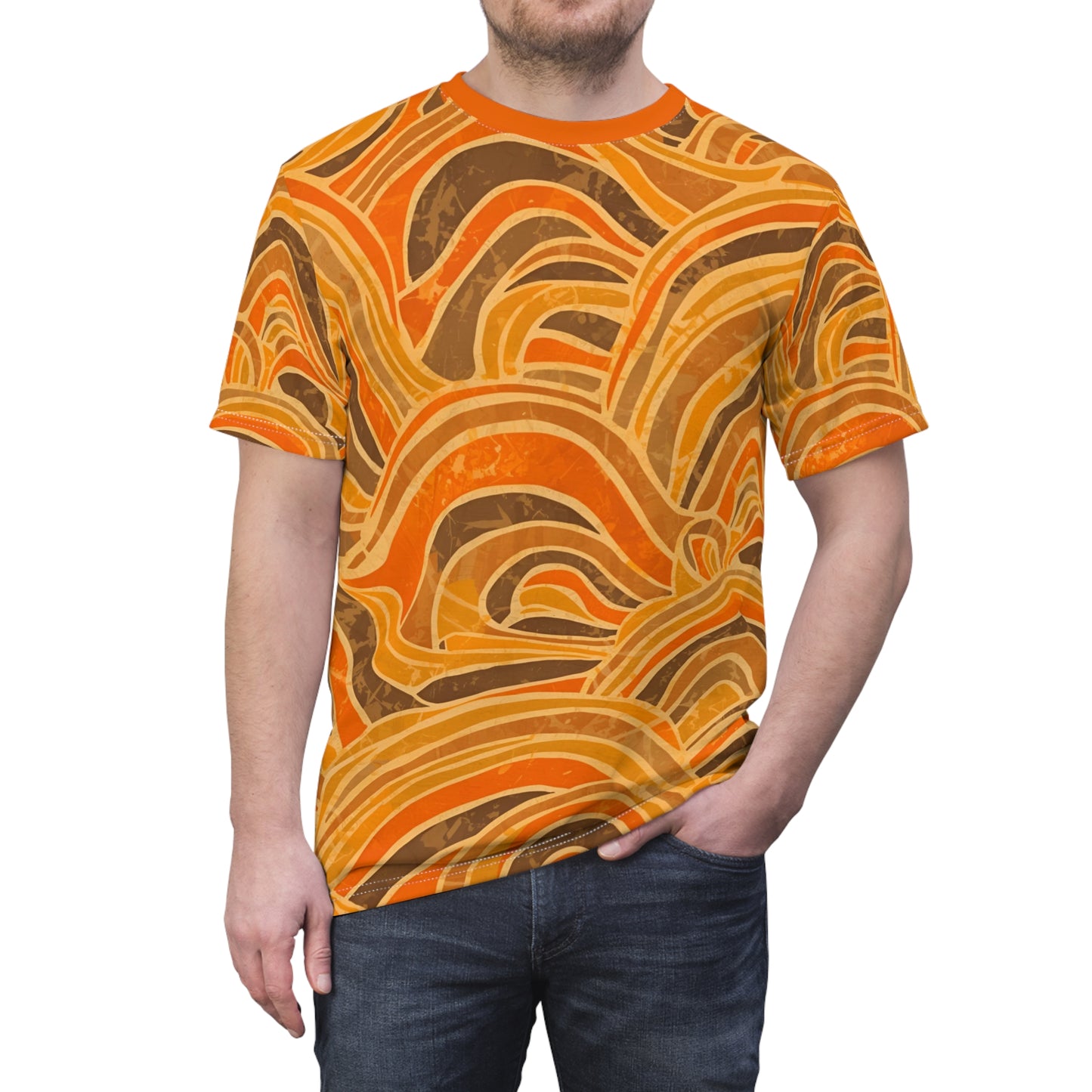Retro Terrain T-Shirt – Warm Earth-Tone Pattern