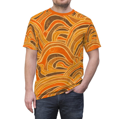 Retro Terrain T-Shirt – Warm Earth-Tone Pattern