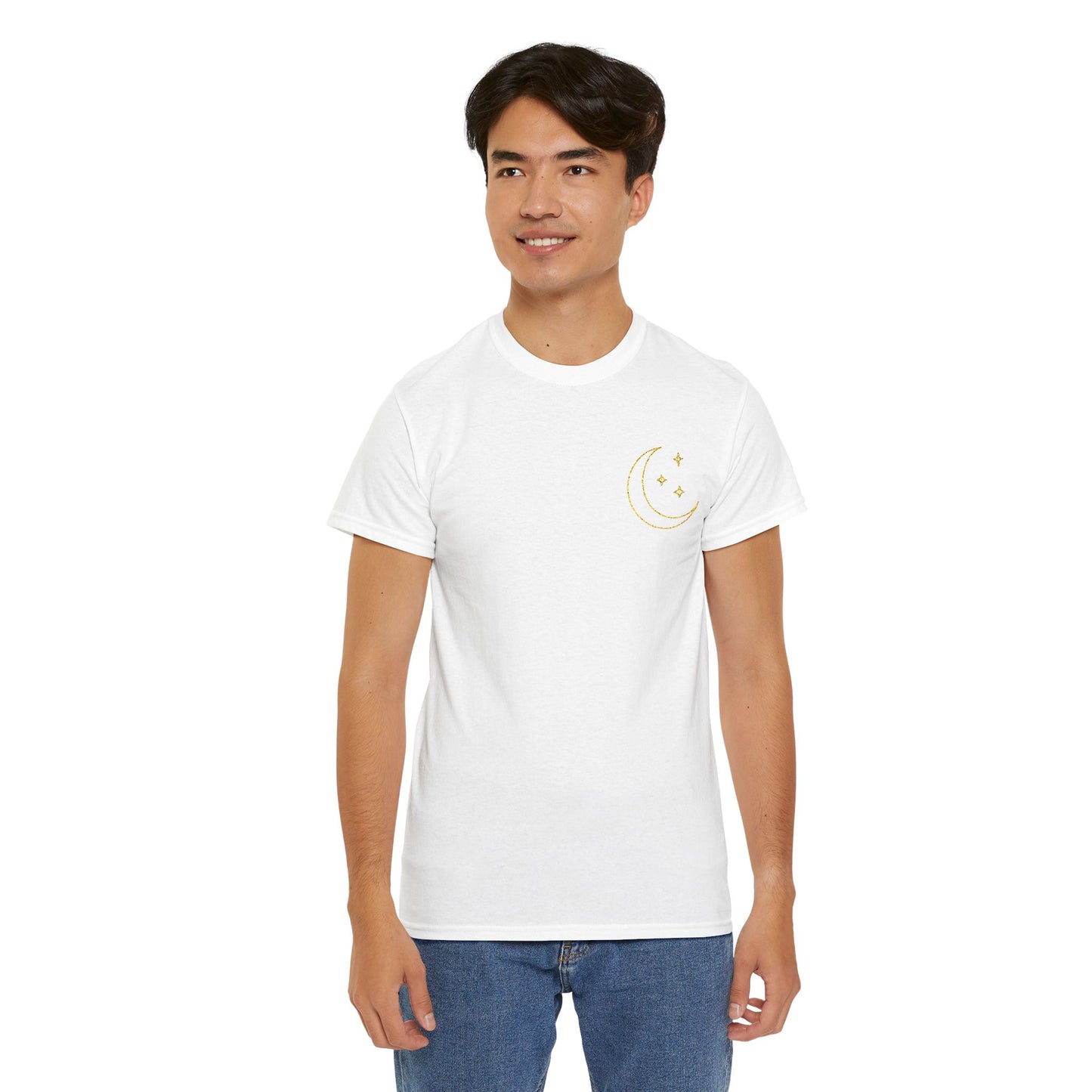 Crescent Dreams Embroidered T-Shirt – Minimal Lunar