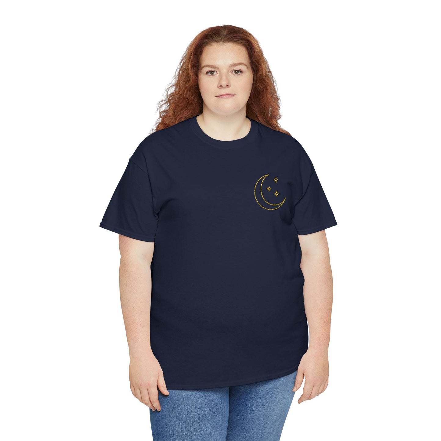 Crescent Dreams Embroidered T-Shirt – Minimal Lunar