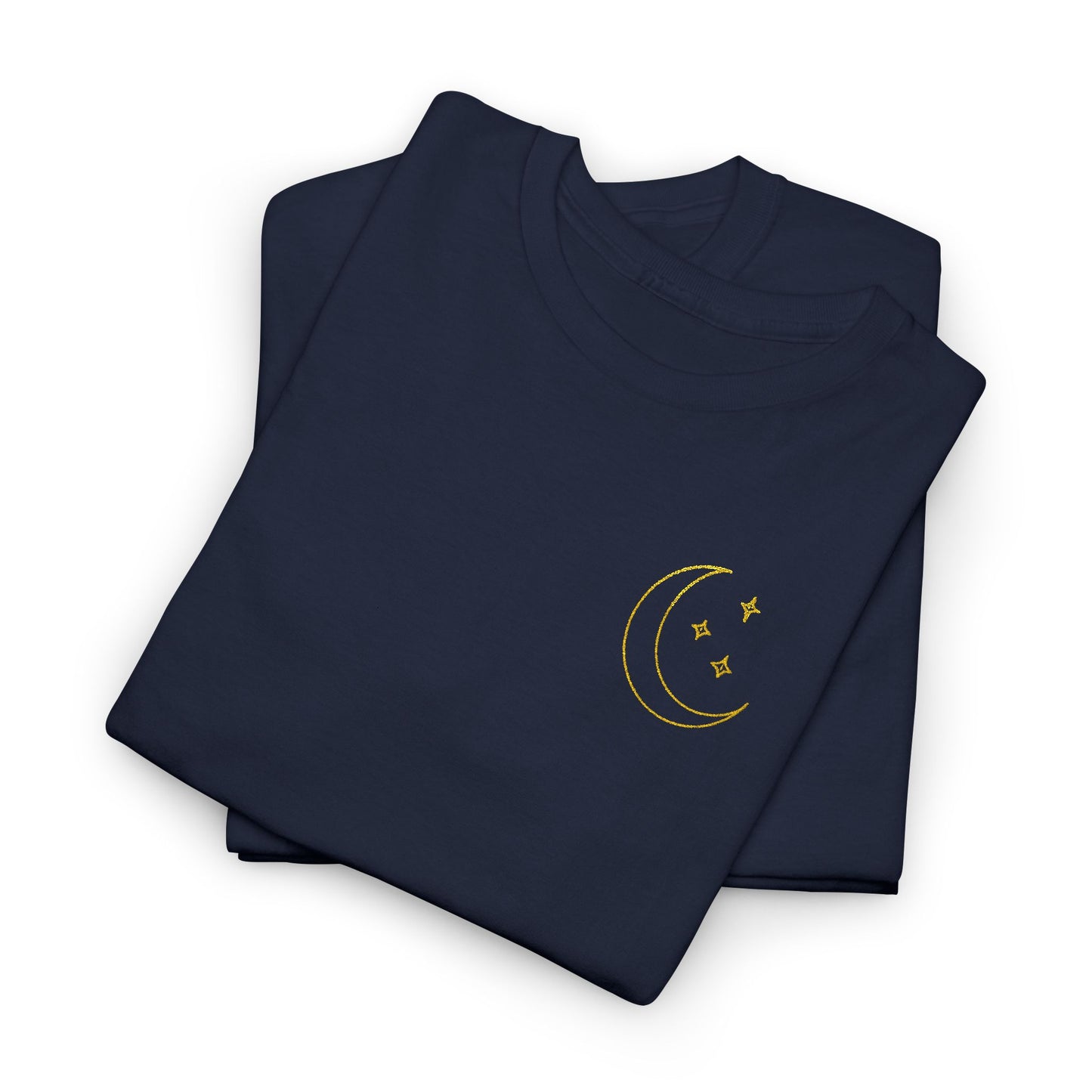 Crescent Dreams Embroidered T-Shirt – Minimal Lunar