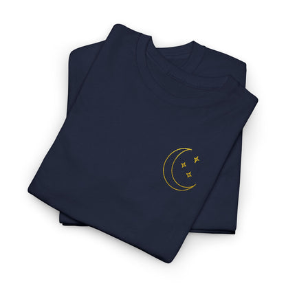 Crescent Dreams Embroidered T-Shirt – Minimal Lunar