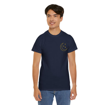 Crescent Dreams Embroidered T-Shirt – Minimal Lunar