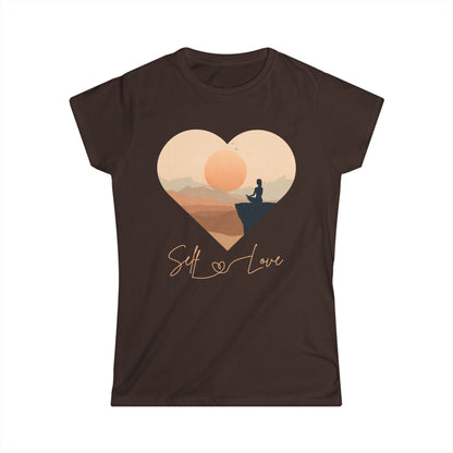 Self Love Women's Tee – Minimal Sunset Meditation