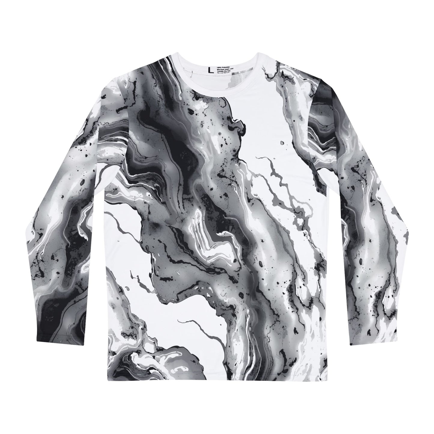 Monochrome Flow Long Sleeve Shirt – Abstract Marble