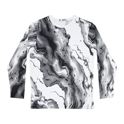 Monochrome Flow Long Sleeve Shirt – Abstract Marble