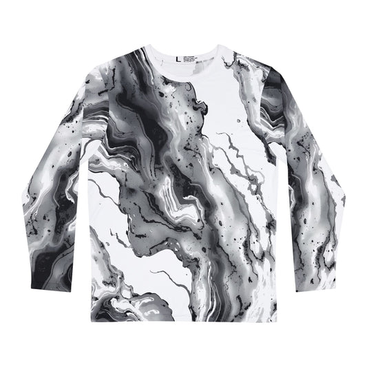 Monochrome Flow Long Sleeve Shirt – Abstract Marble