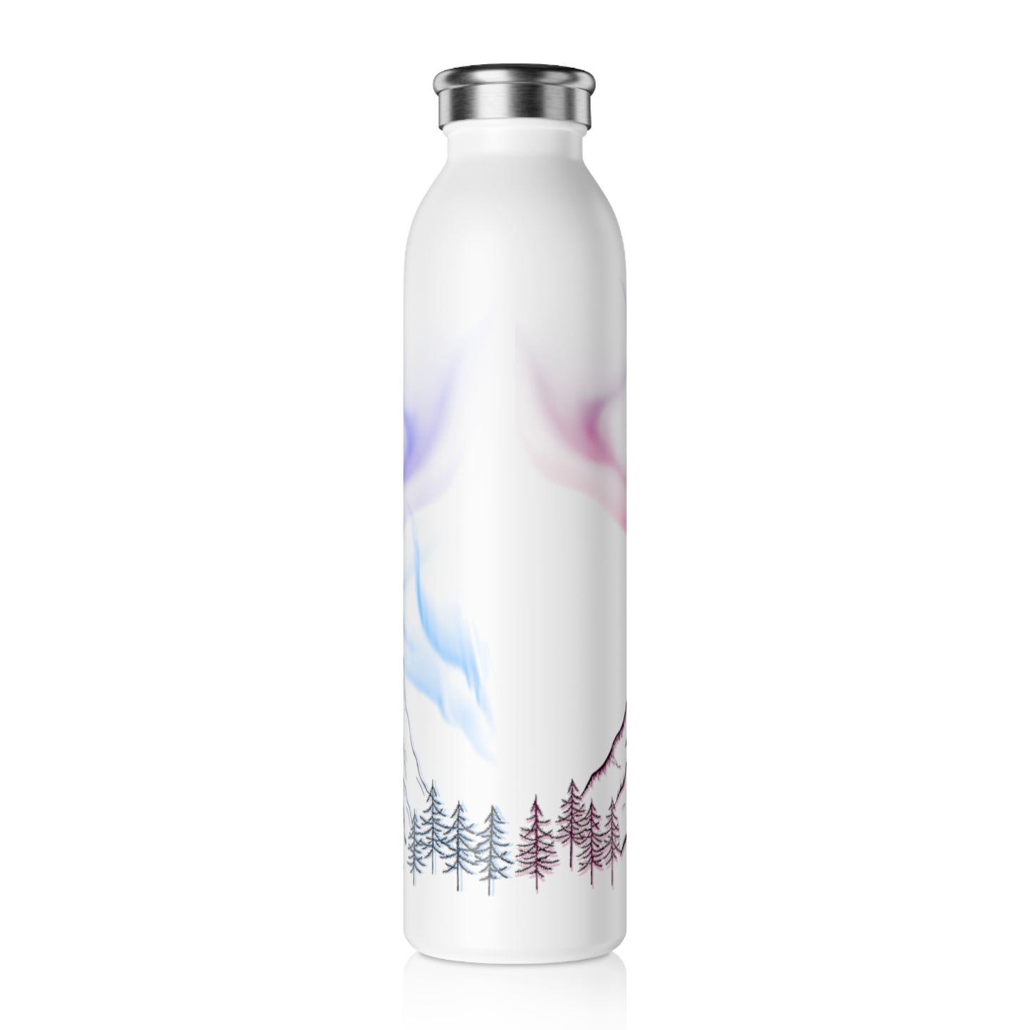 Mountain Aura Slim Water Bottle, Eco-Friendly Insulated Bottle, Adventure Water Bottle, Gift for Hikers, Travel Mug