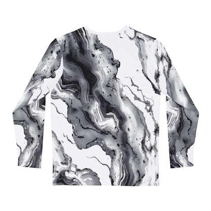 Monochrome Flow Long Sleeve Shirt – Abstract Marble