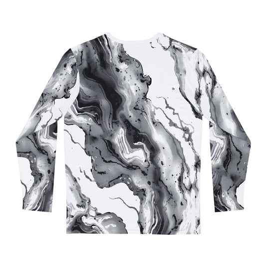 Monochrome Flow Long Sleeve Shirt – Abstract Marble