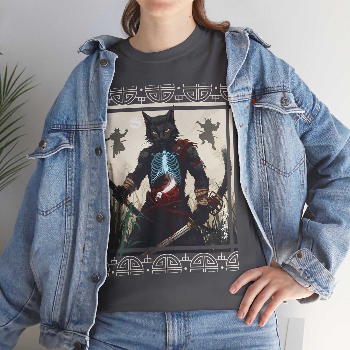 Warrior Spirit T-Shirt – Feline Samurai Art