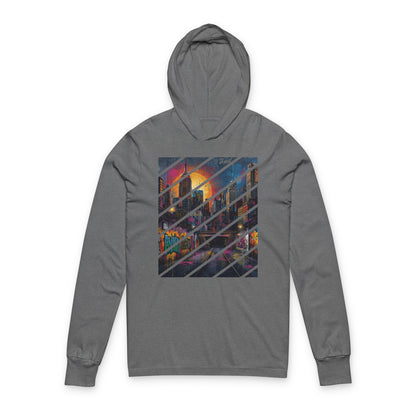 Urban Sunset Graffiti Hoodie – Street Art-Inspired Long Sleeve