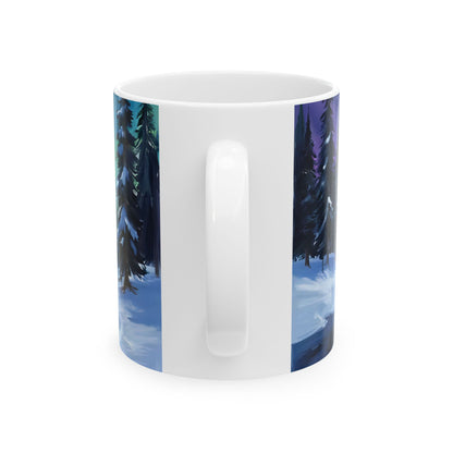 Aurora Borealis Ceramic Mug, Nature Lover Gift, Art Mug, Cozy Home Decor, Coffee Cup, Camping Accessories