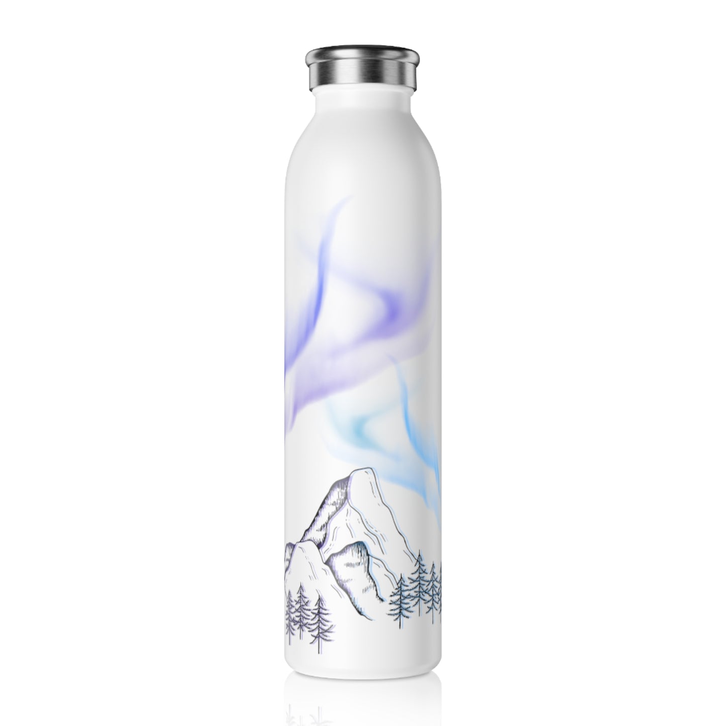 Mountain Aura Slim Water Bottle, Eco-Friendly Insulated Bottle, Adventure Water Bottle, Gift for Hikers, Travel Mug