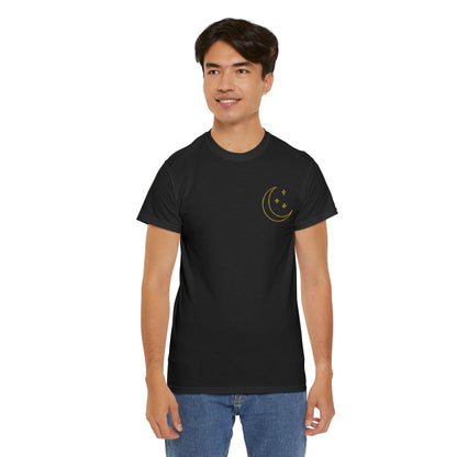 Crescent Dreams Embroidered T-Shirt – Minimal Lunar