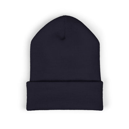 Golden Crescent Beanie – Embroidered Minimal