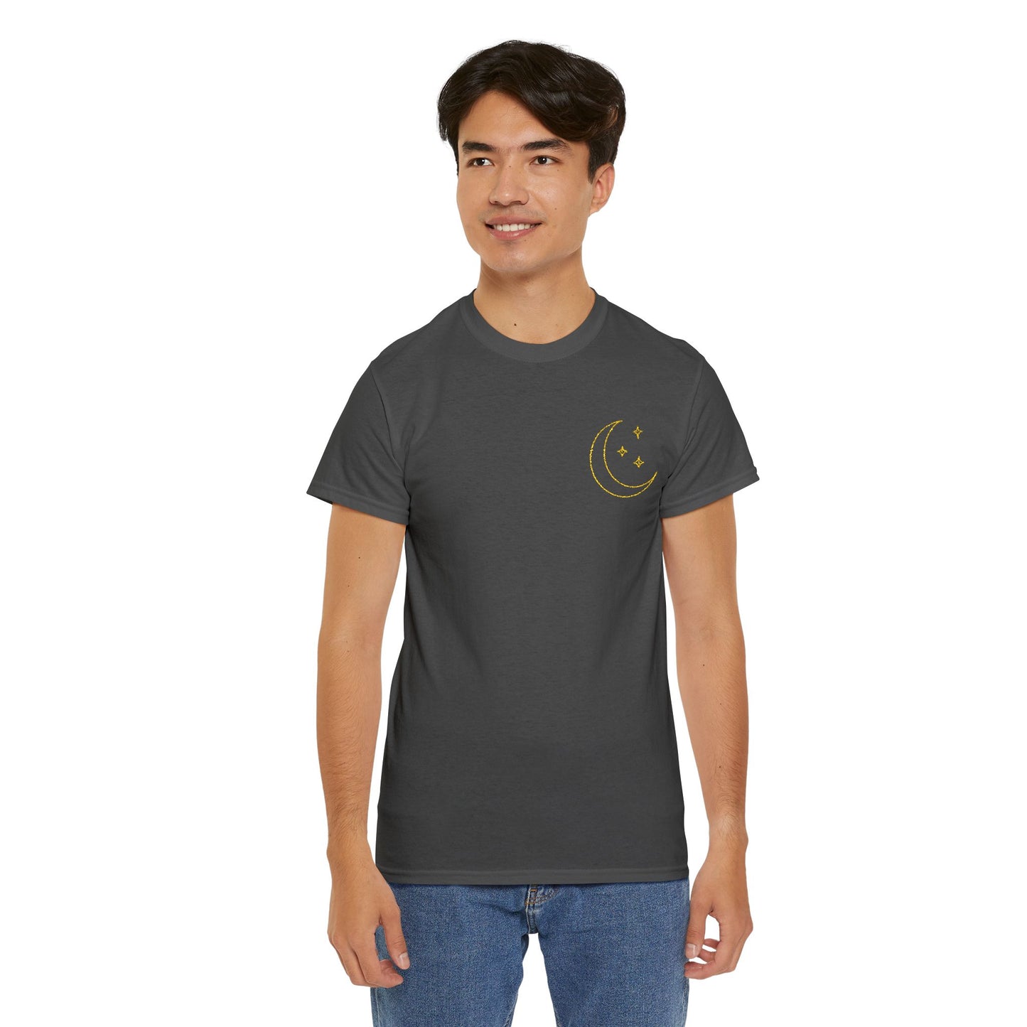 Crescent Dreams Embroidered T-Shirt – Minimal Lunar