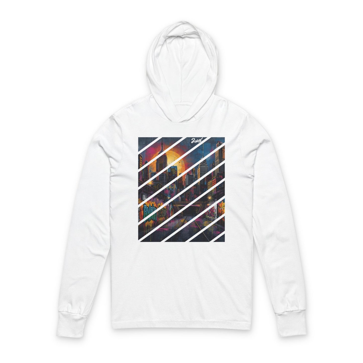 Urban Sunset Graffiti Hoodie – Street Art-Inspired Long Sleeve
