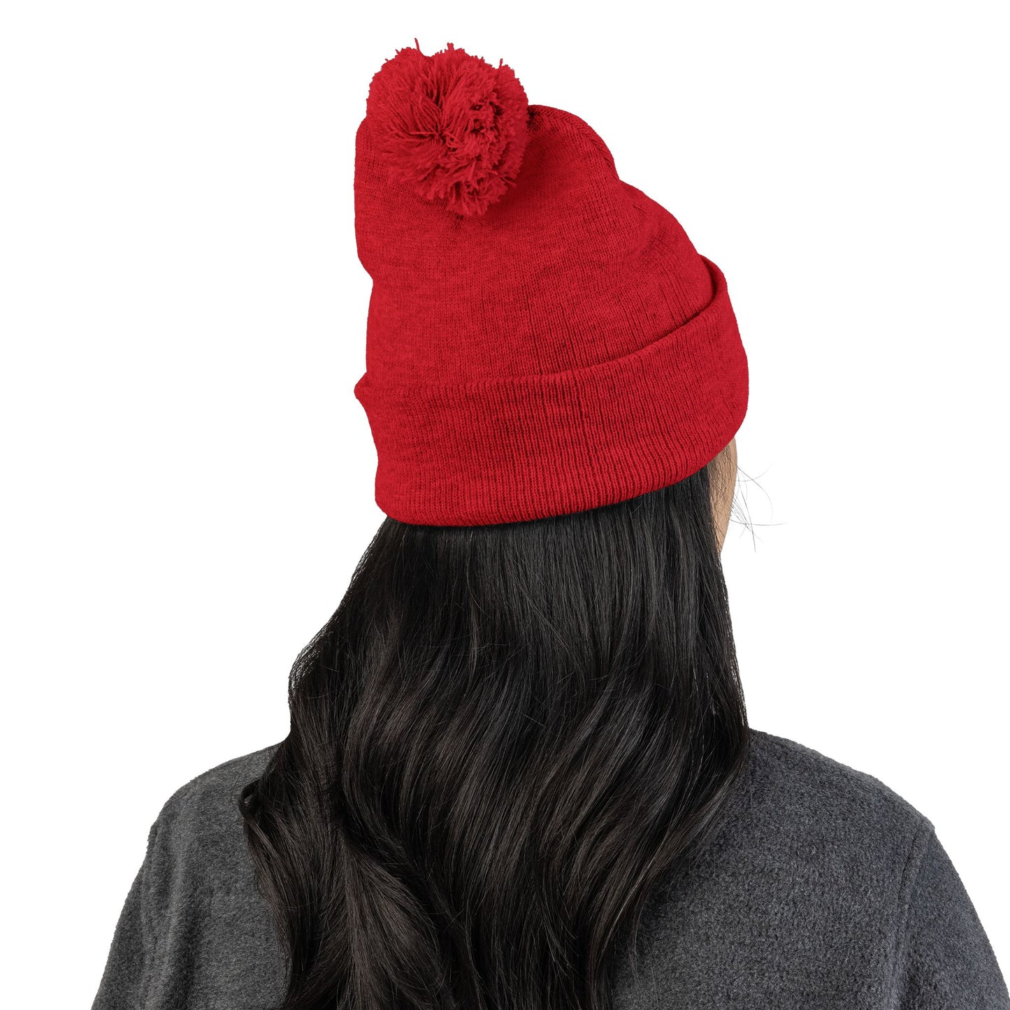 Cozy Soul Pom-Pom Beanie – Embroidered Knit Hat
