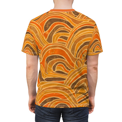 Retro Terrain T-Shirt – Warm Earth-Tone Pattern