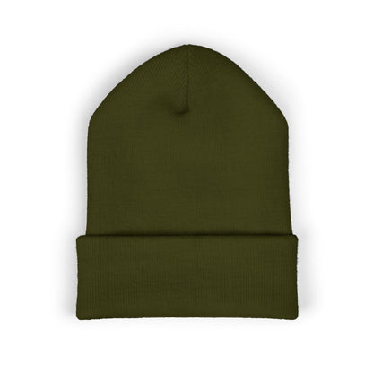 Golden Crescent Beanie – Embroidered Minimal