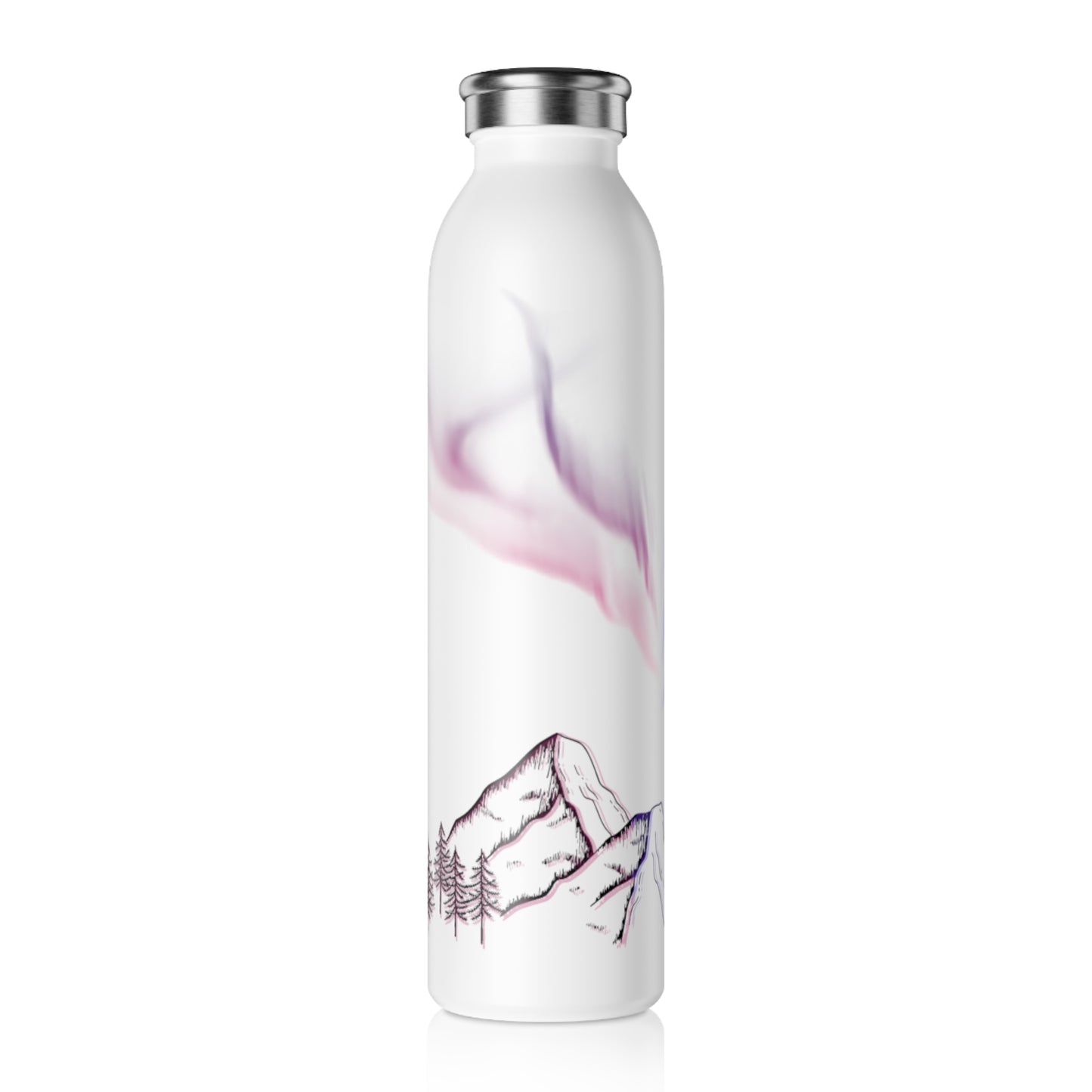 Mountain Aura Slim Water Bottle, Eco-Friendly Insulated Bottle, Adventure Water Bottle, Gift for Hikers, Travel Mug