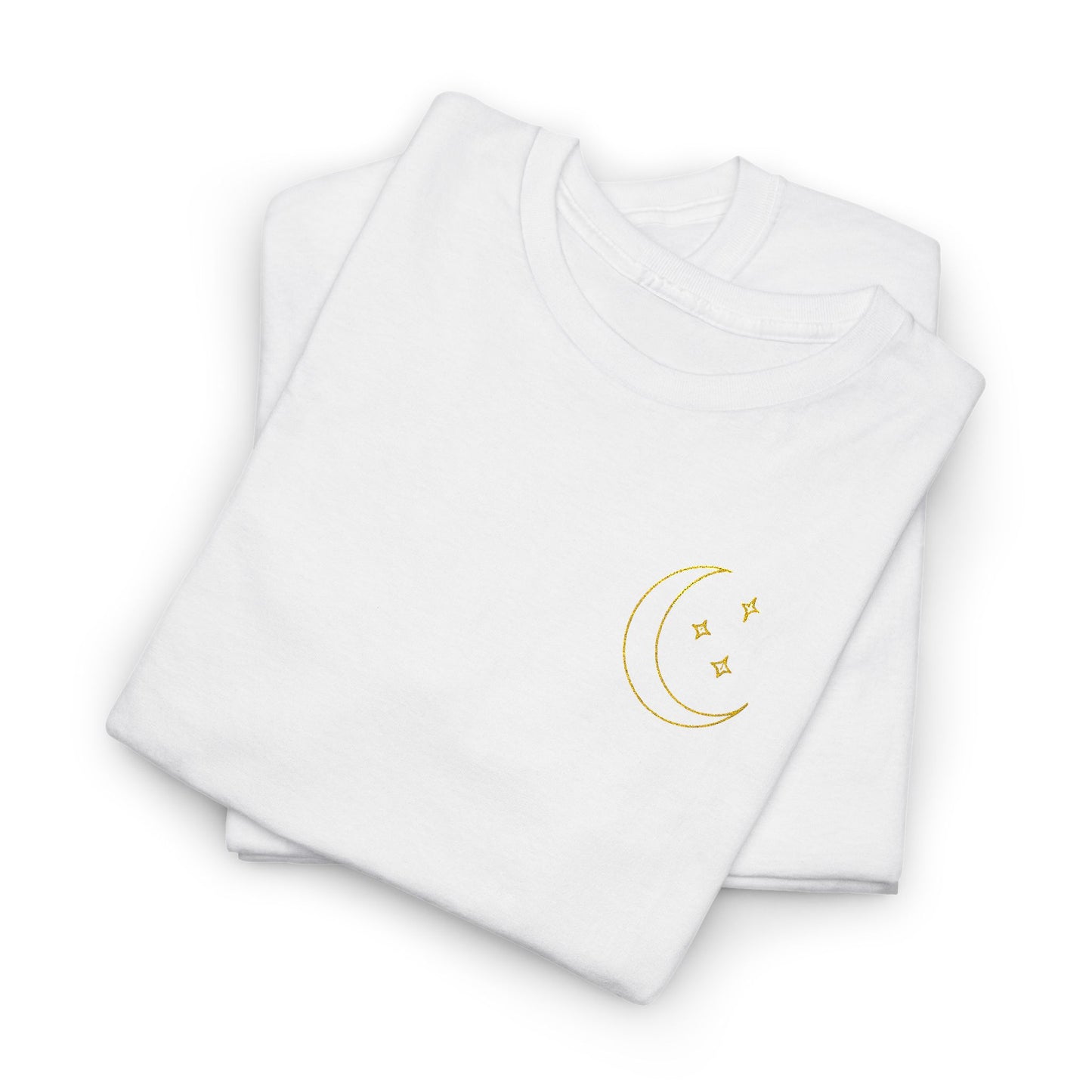 Crescent Dreams Embroidered T-Shirt – Minimal Lunar